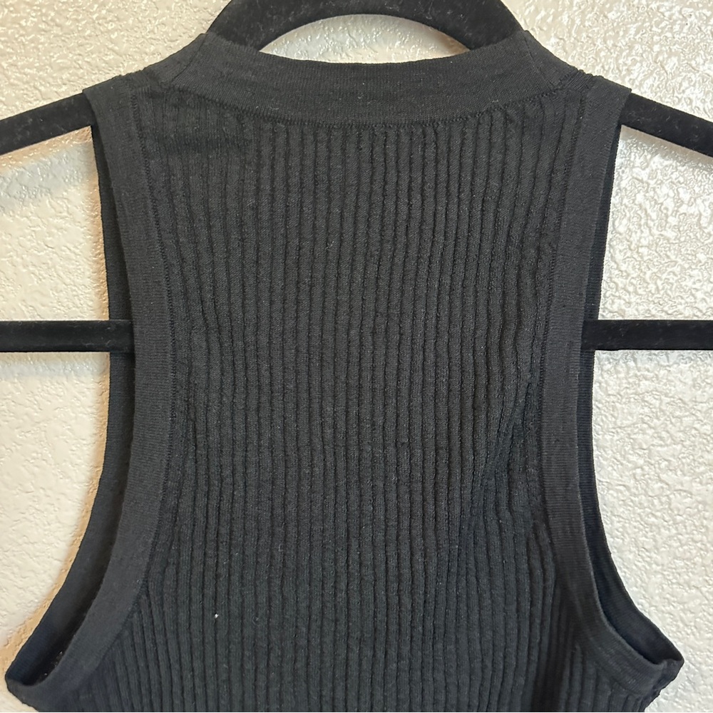James Perse Ribbed Linen Blend Vest Sz 0 Black - Picture 5 of 8